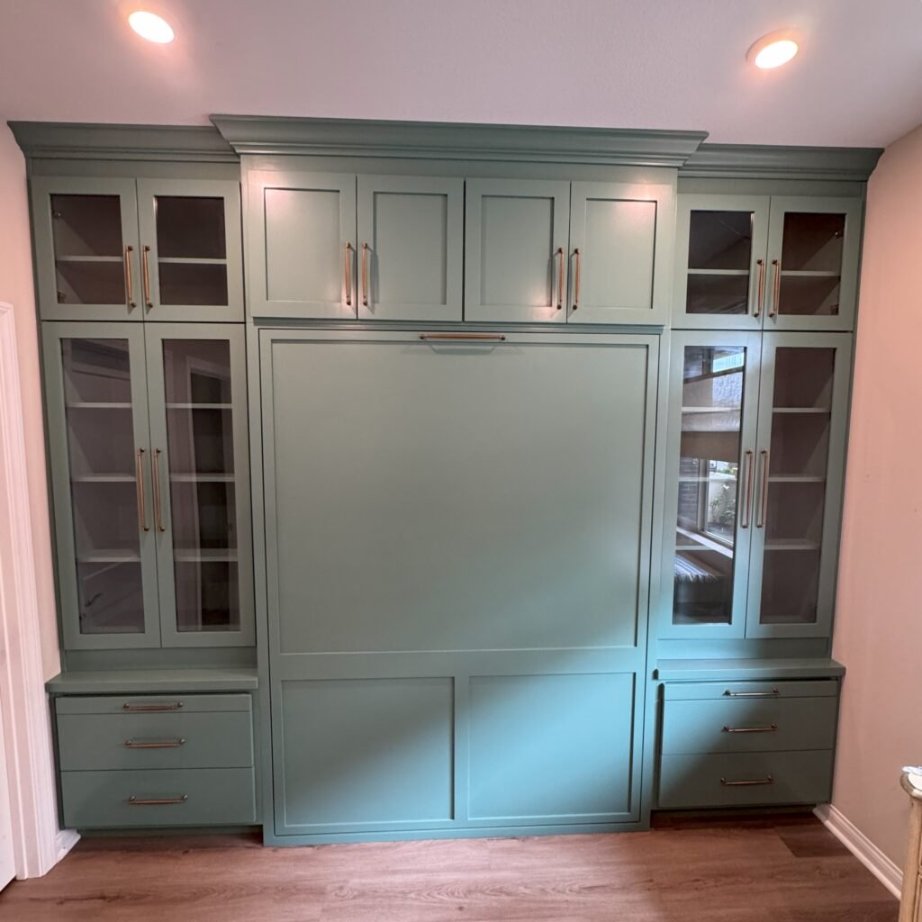 Built-in wall shelves crafted by Reza Custom