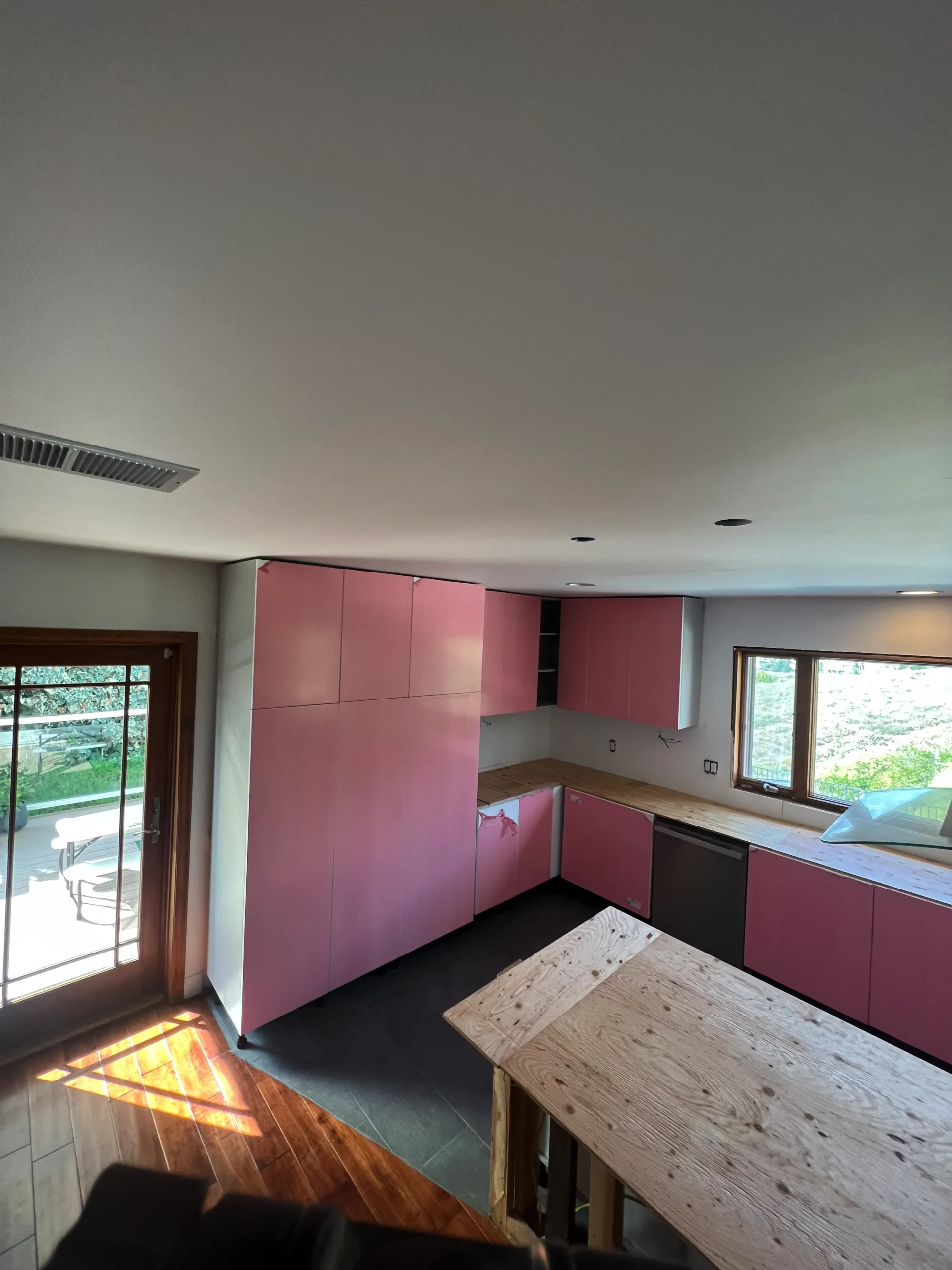 modern European style matte black cabinets Escondido