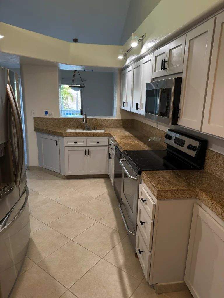 cabinet refacing project in La Jolla with white shaker doors