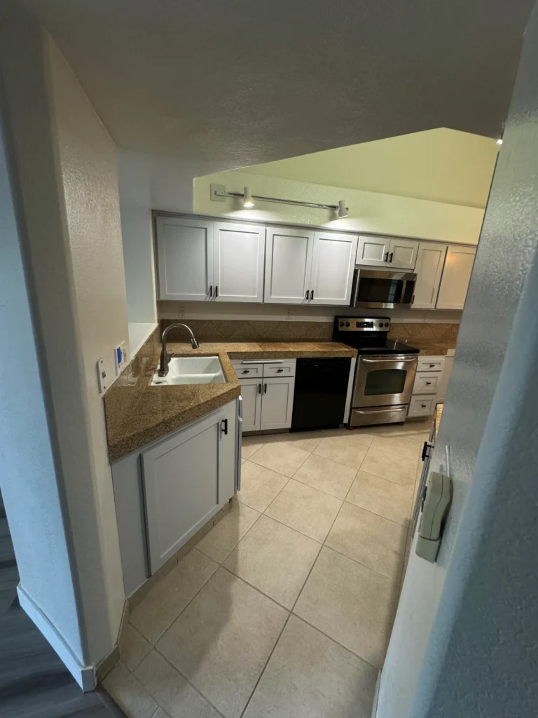 cabinet refacing project in La Jolla with white shaker doors