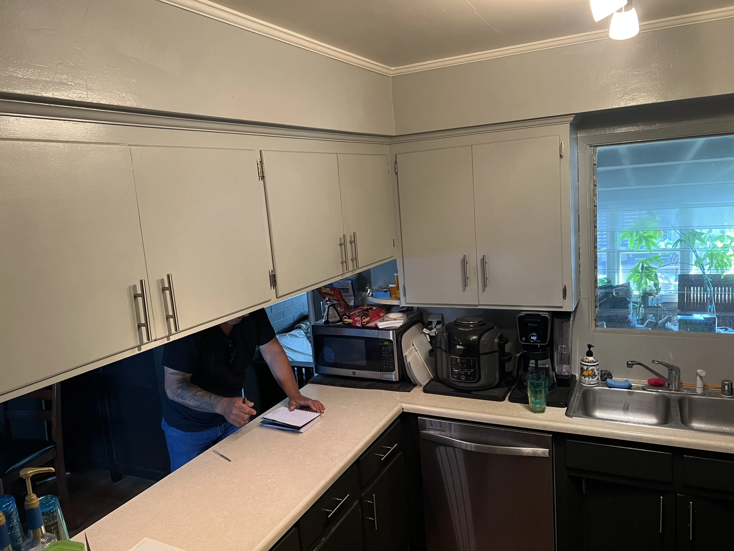 white shaker prefab cabinets installed in El Cajon home