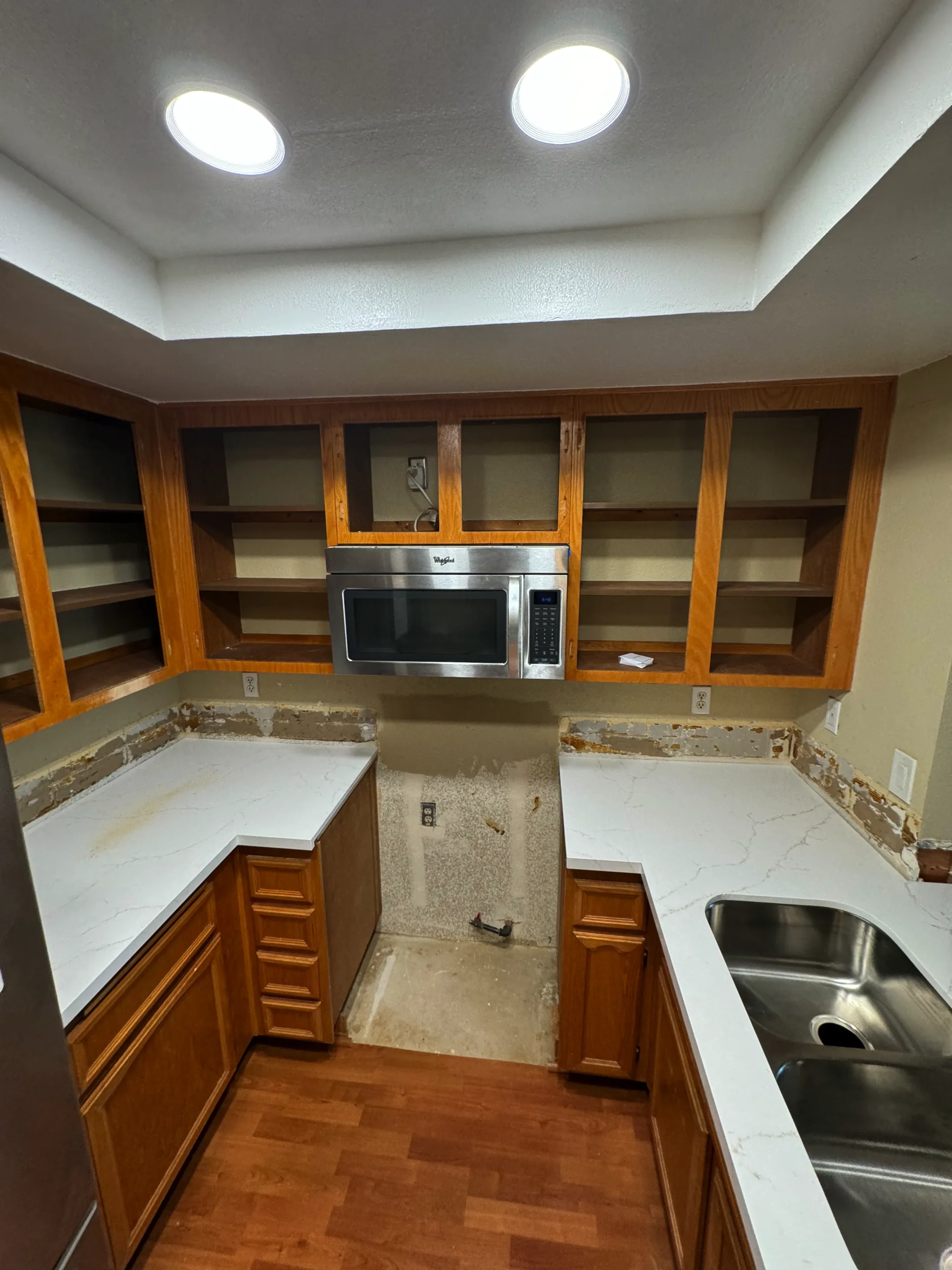 two-tone kitchen cabinet refacing in Mira Mesa