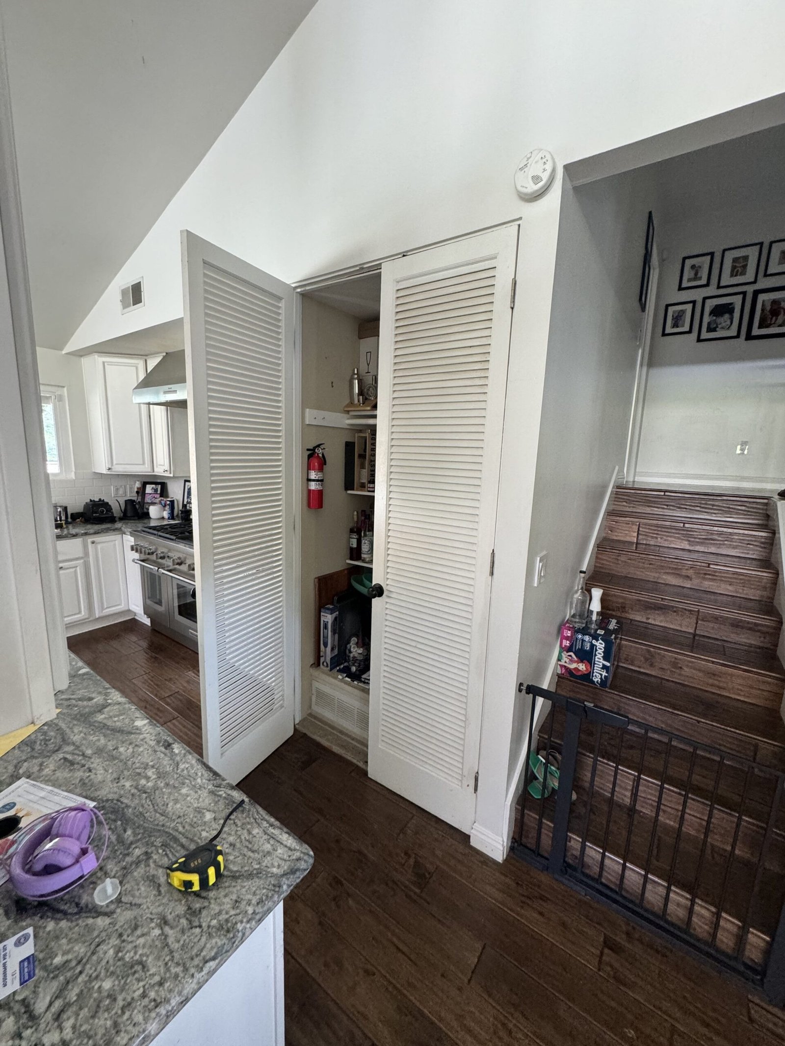 La Jolla custom shaker cabinets white oak and blue paint