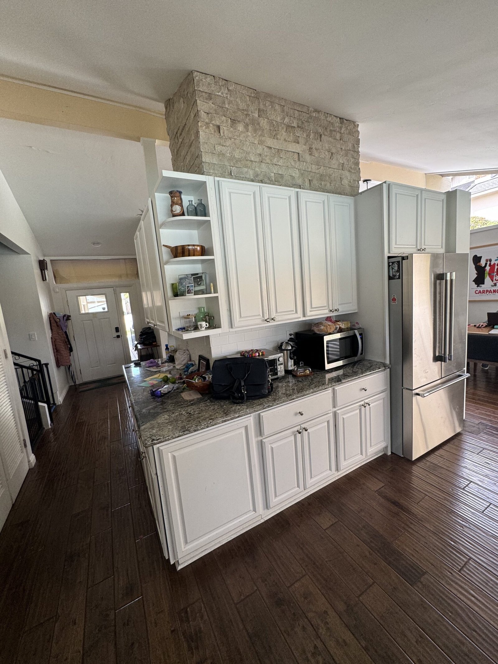 La Jolla custom shaker cabinets white oak and blue paint