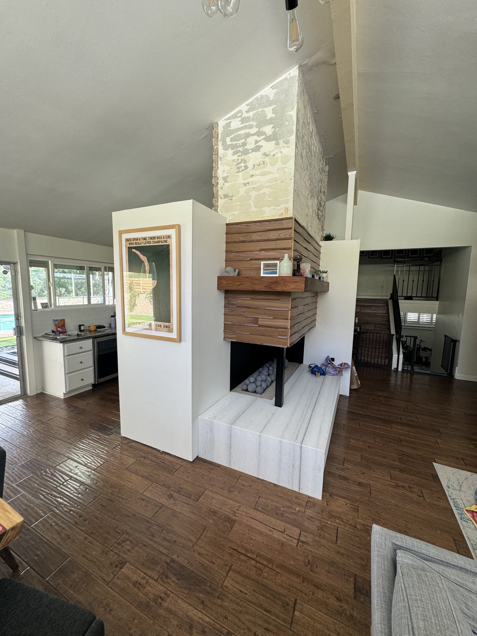 La Jolla custom shaker cabinets white oak and blue paint