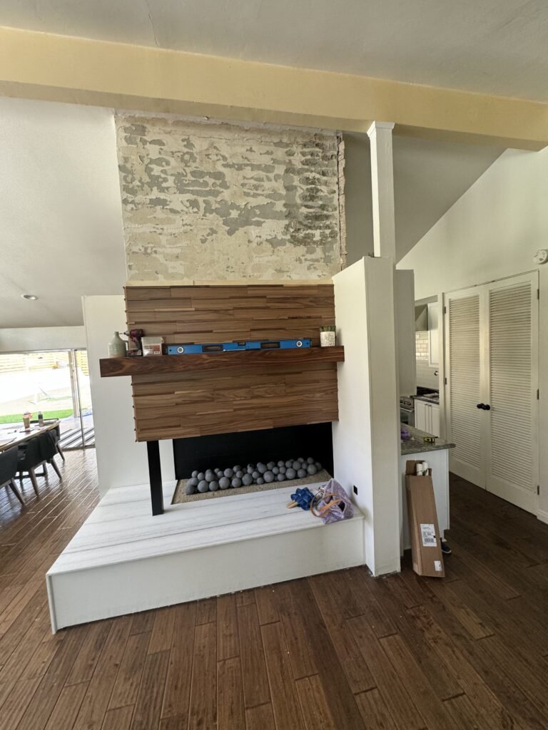 La Jolla custom shaker cabinets white oak and blue paint