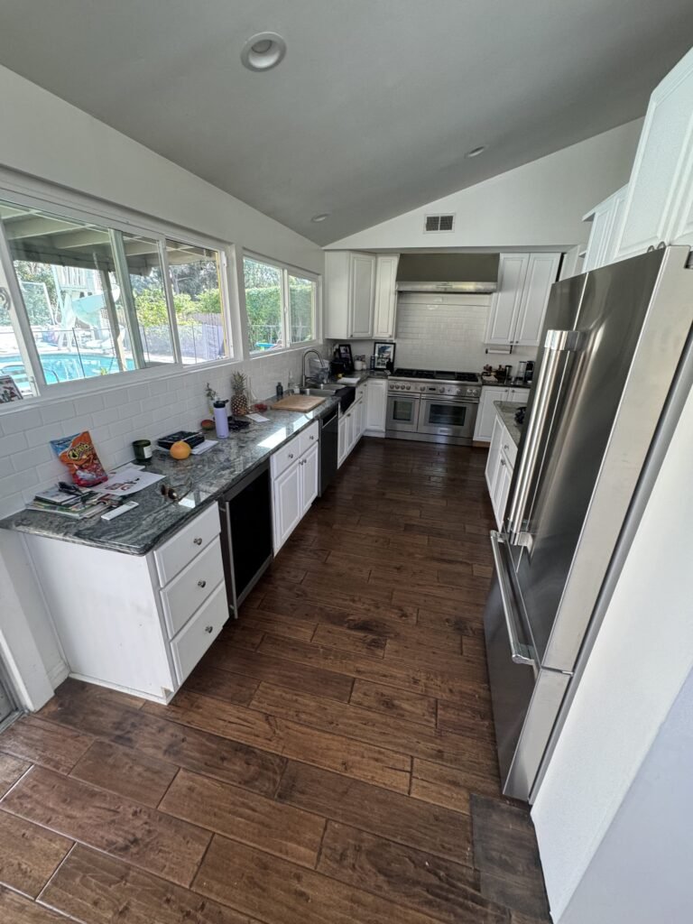 La Jolla custom shaker cabinets white oak and blue paint
