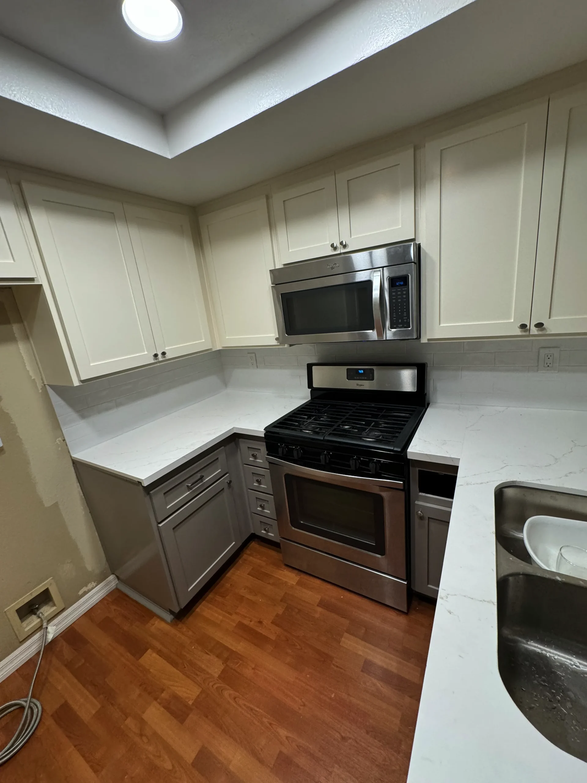 two-tone kitchen cabinet refacing in Mira Mesa
