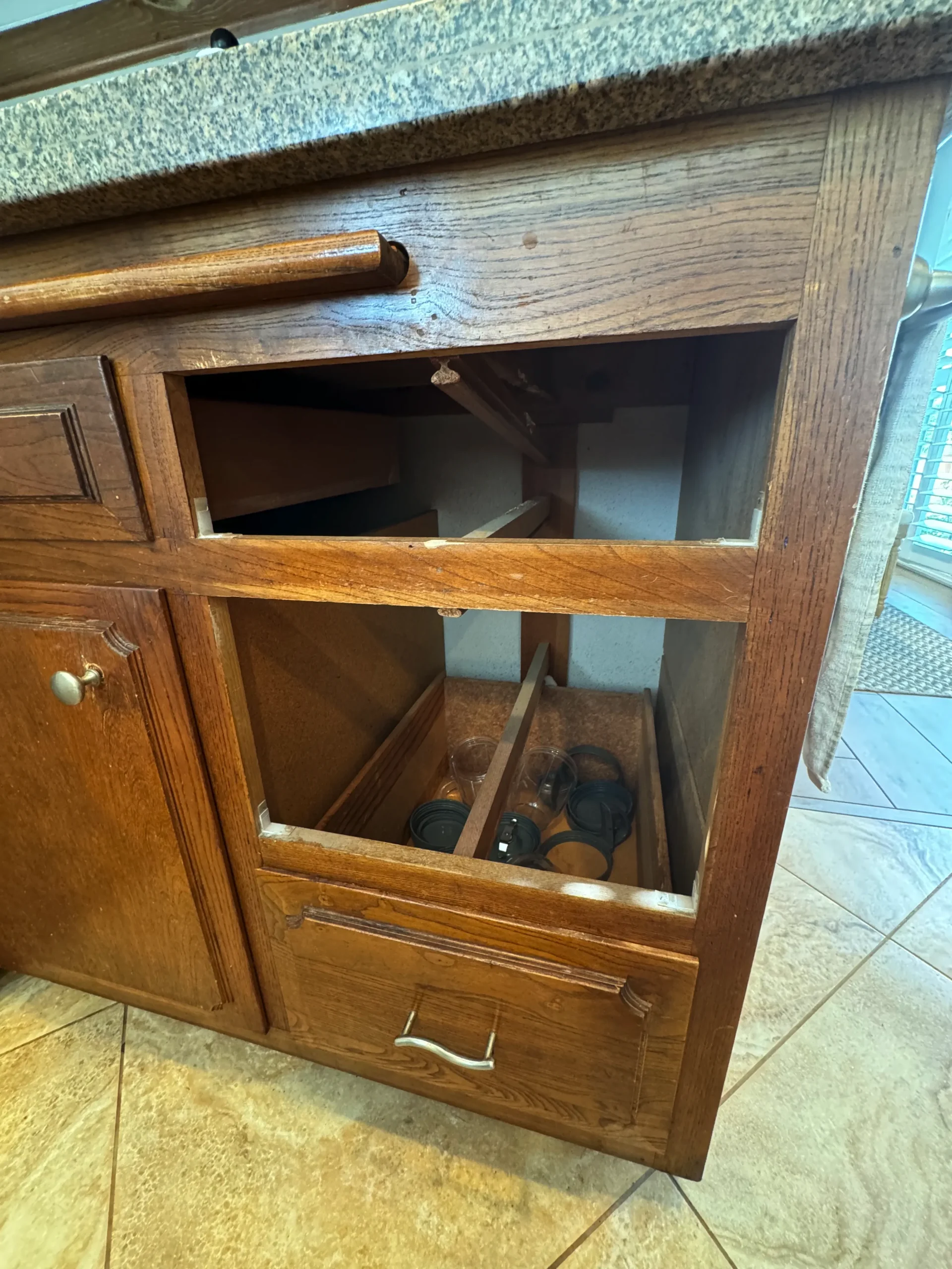 before and after kitchen update to grey and white shaker cabinets