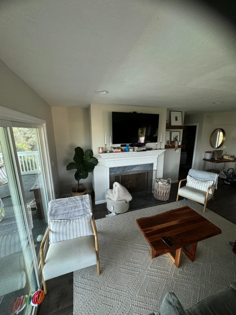 custom fireplace built-ins and floating shelves in La Mesa