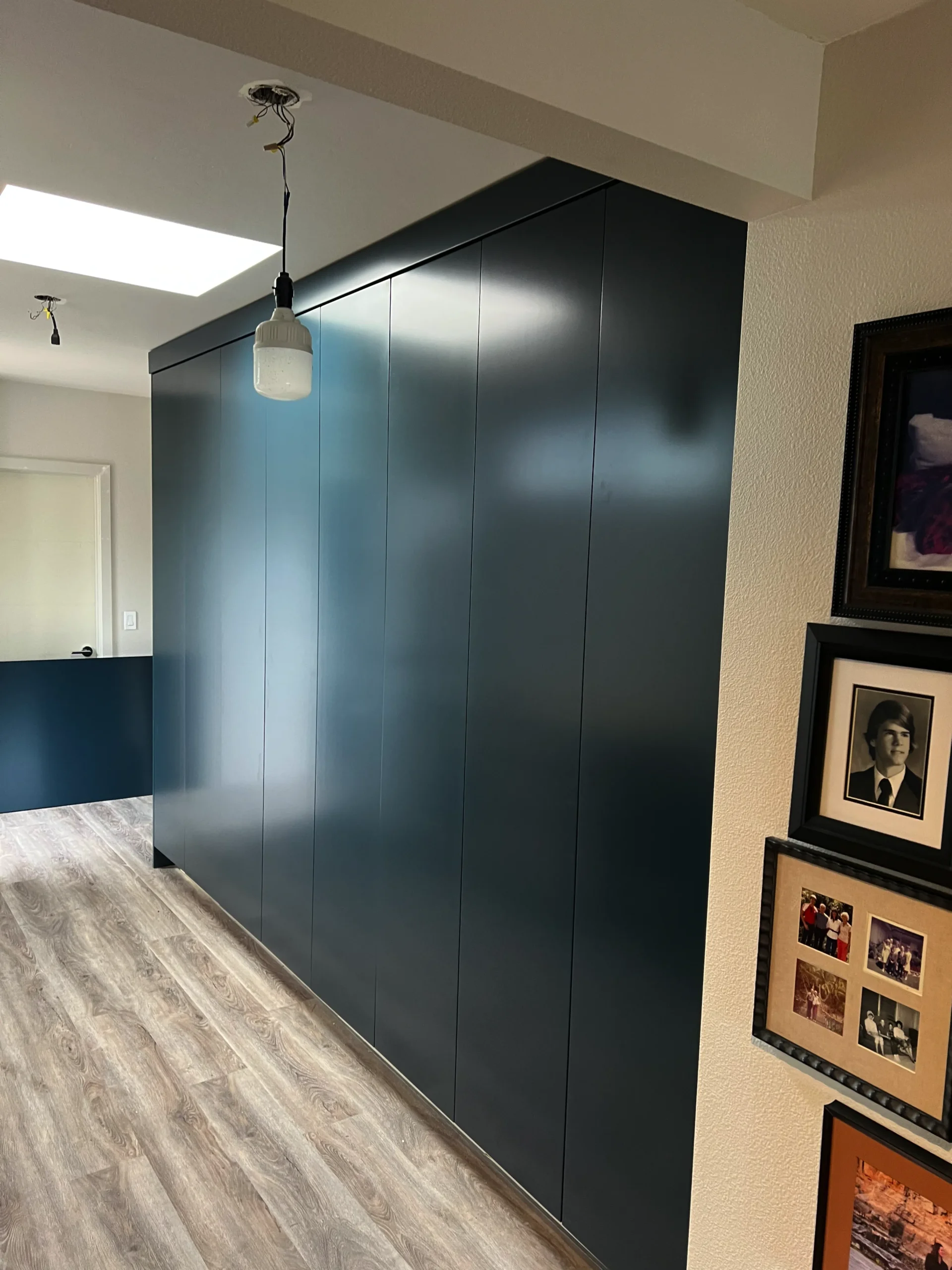 grey flat panel double bathroom vanity with marble top