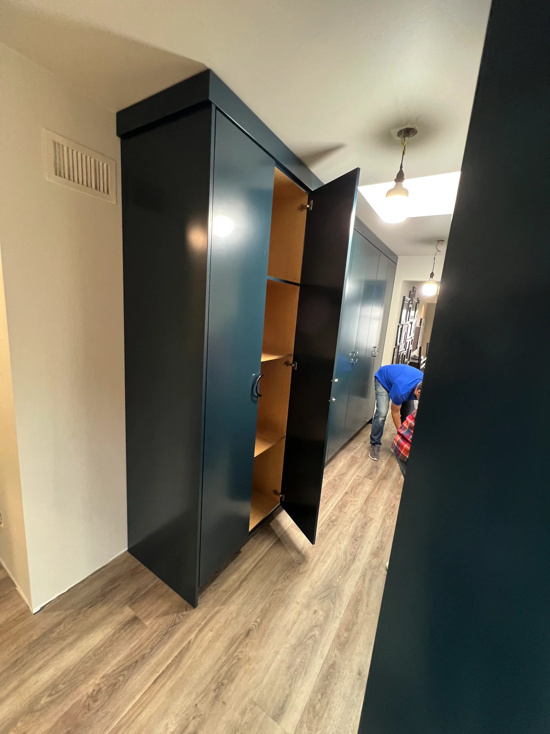 grey flat panel double bathroom vanity with marble top