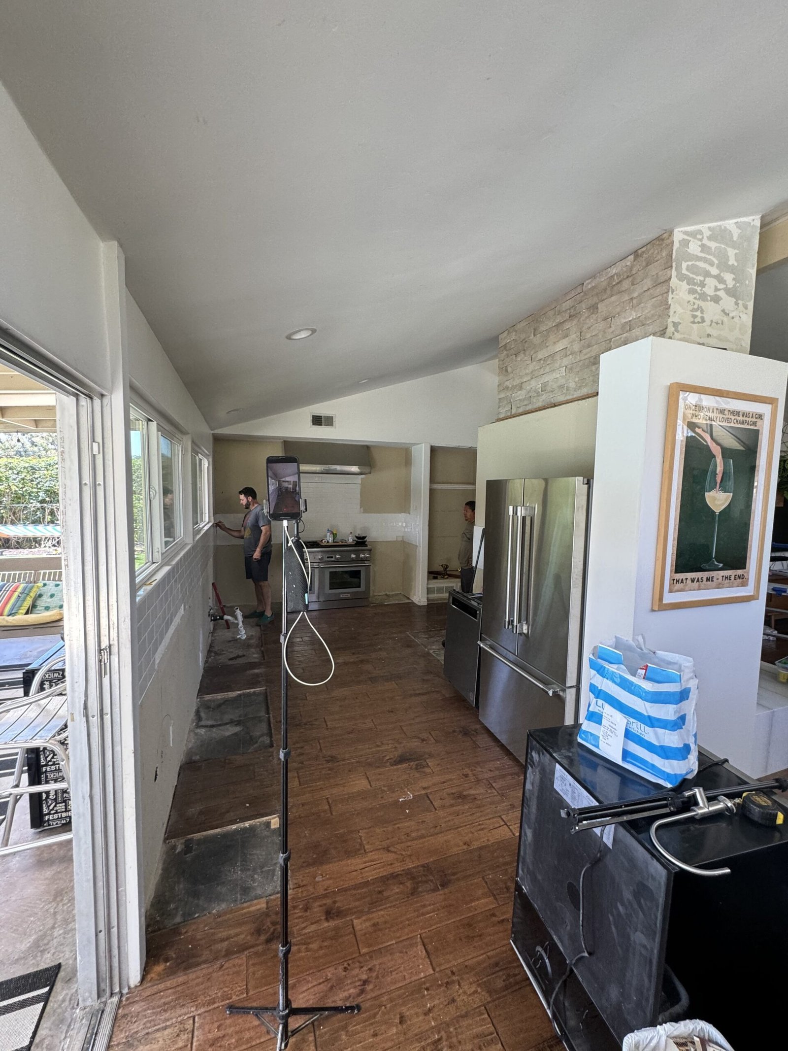 blue painted kitchen cabinets with white oak La Jolla remodel