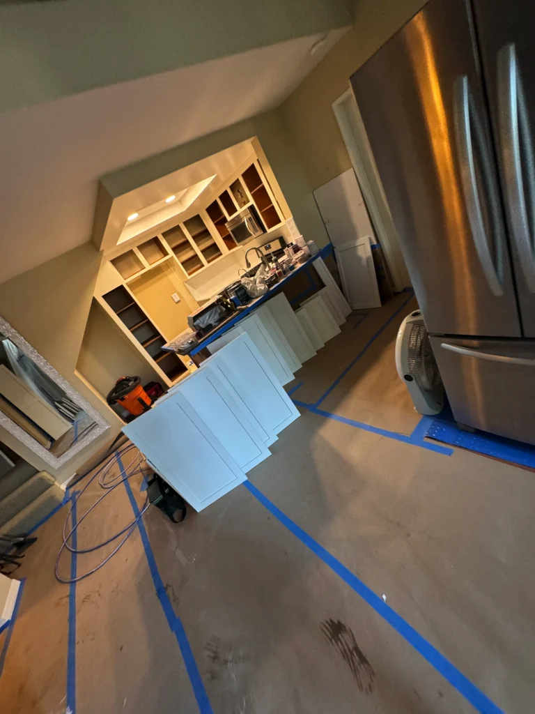 before and after kitchen update from oak to grey and white shaker