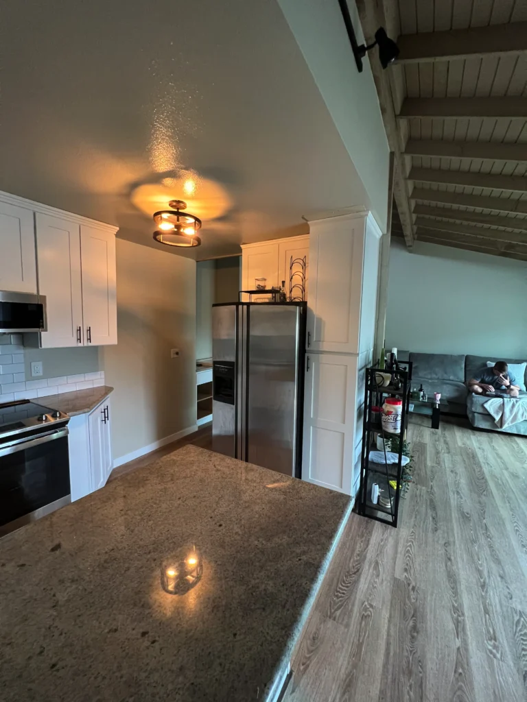white shaker cabinet installation Mission Beach condo