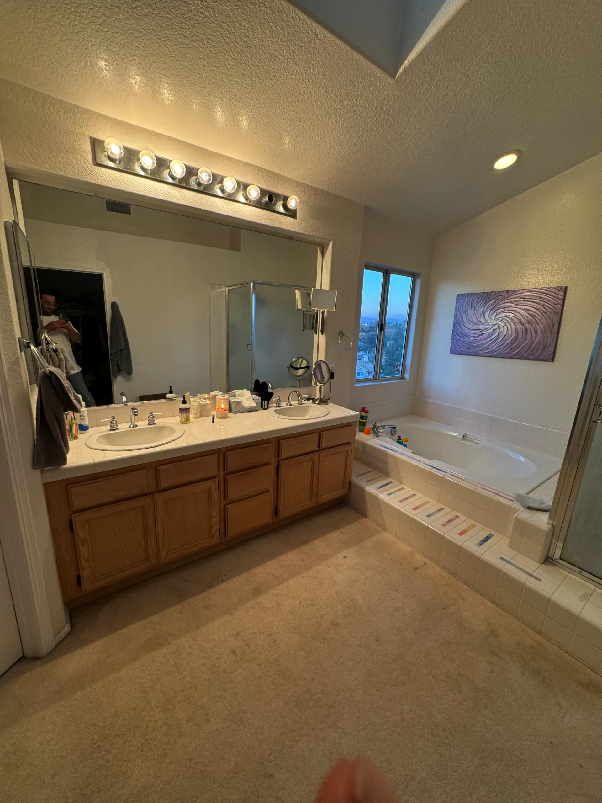 custom white oak bathroom vanity in Oceanside