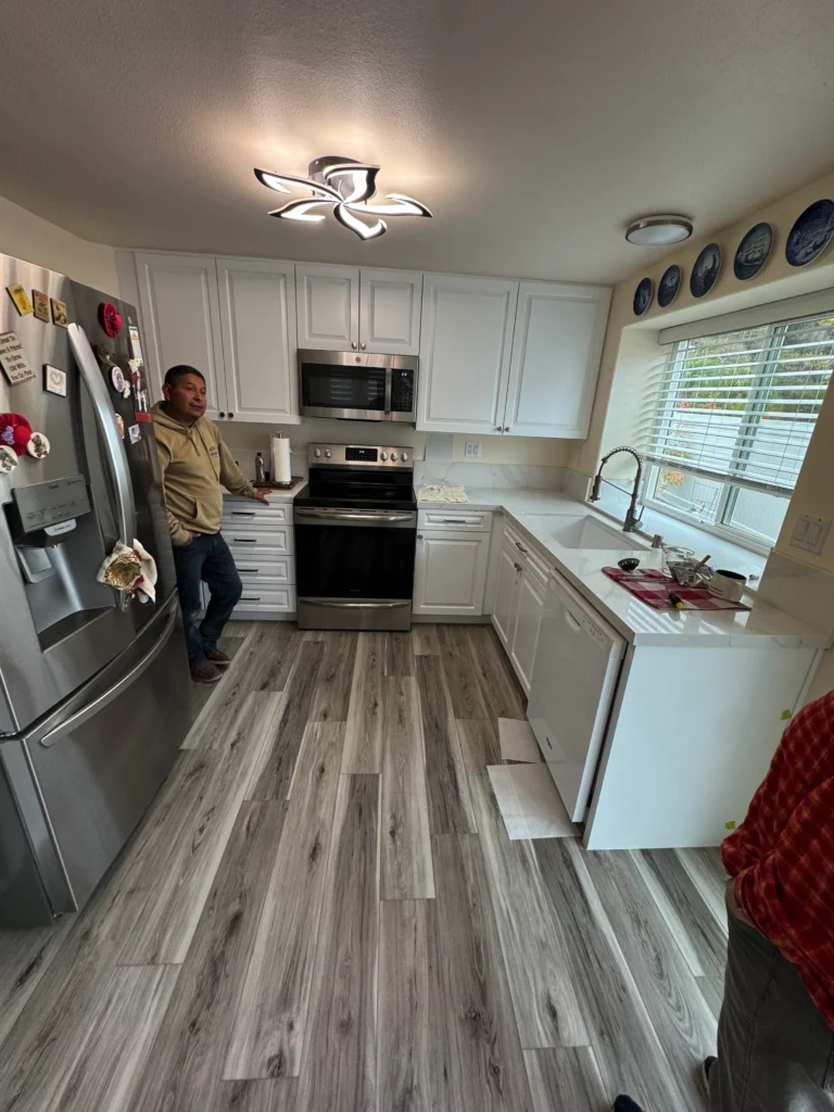 painted and wood cabinets Carlsbad kitchen project
