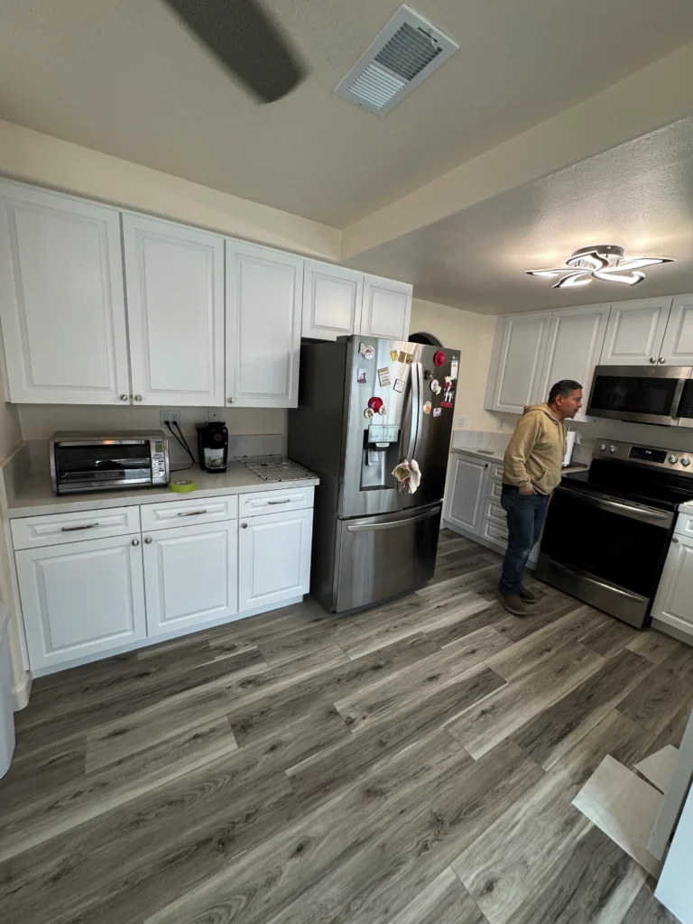 painted and wood cabinets Carlsbad kitchen project