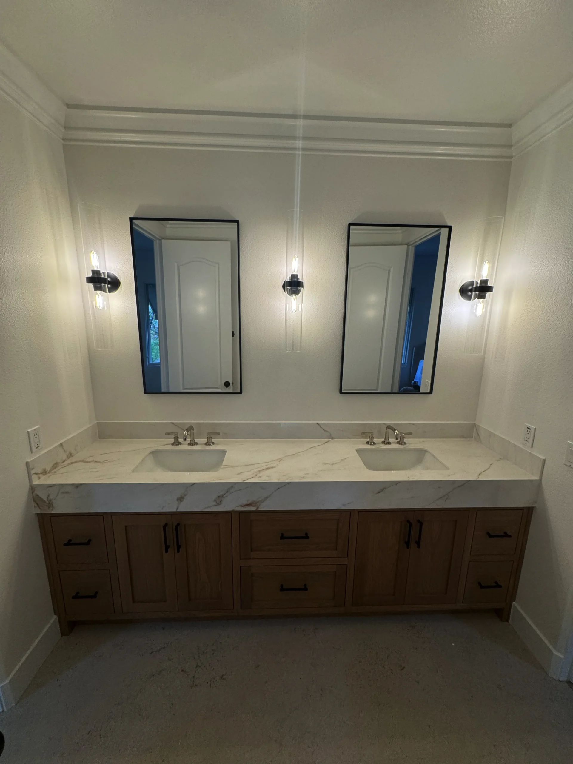 custom white oak shaker vanity in Rancho Santa Fe