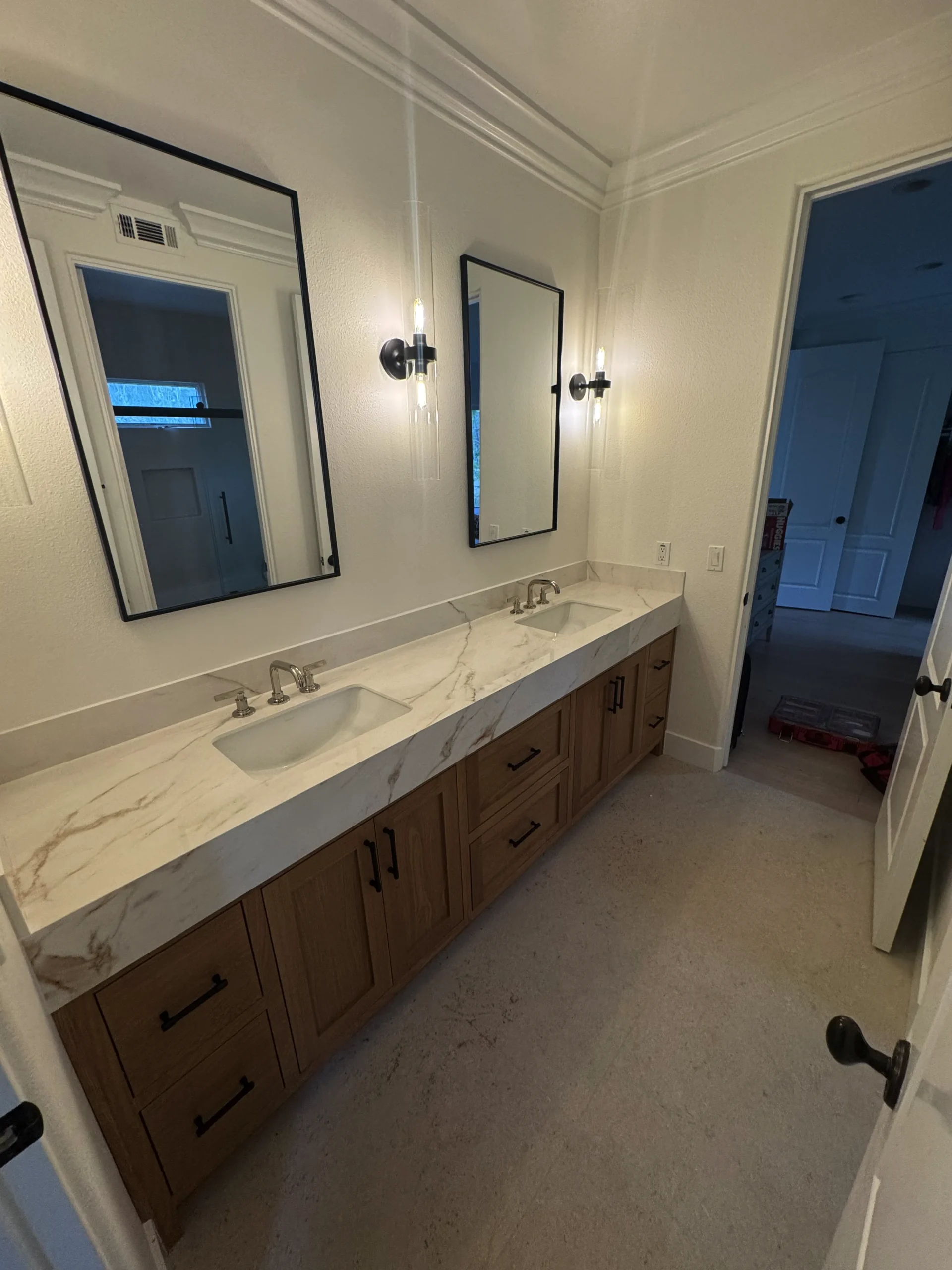custom white oak shaker vanity in Rancho Santa Fe