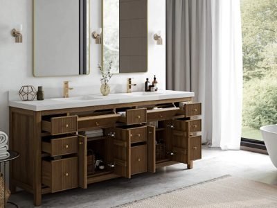 Woodworker crafting custom cabinetry for a luxury home