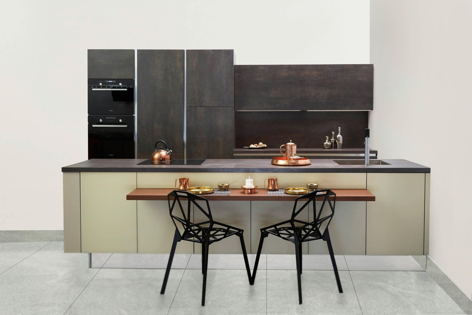 pexels-photo-2089696-2089696 Elegant modern kitchen featuring copper accents and minimalist design.
