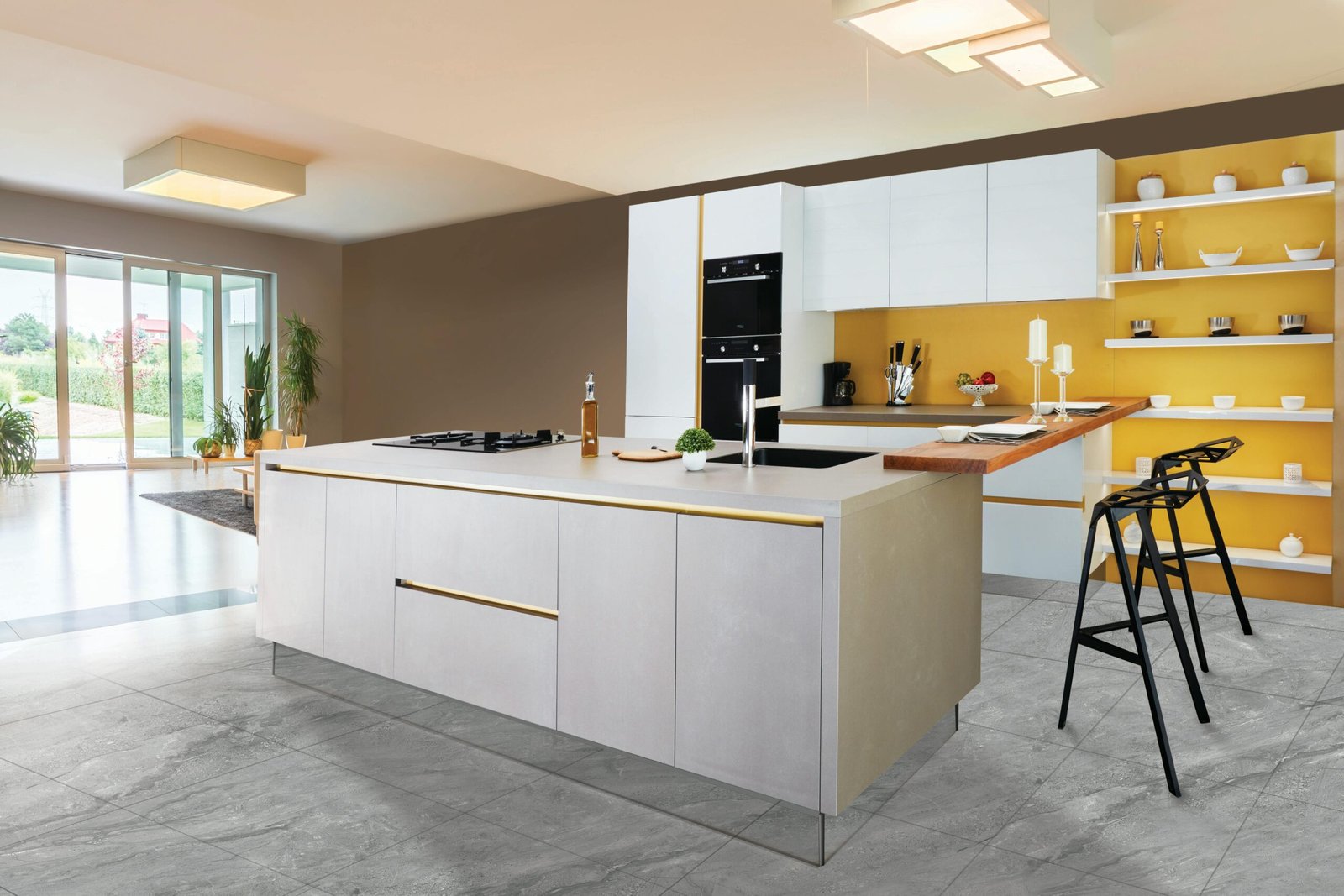 pexels-photo-2089698-2089698 Sleek and modern kitchen interior featuring a large island and open shelving in a contemporary setting.