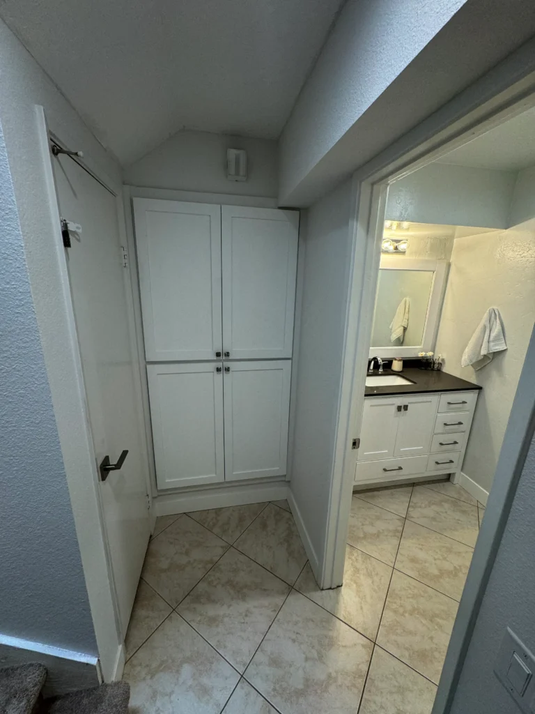 custom shaker doors for a hallway built-in in Del Mar