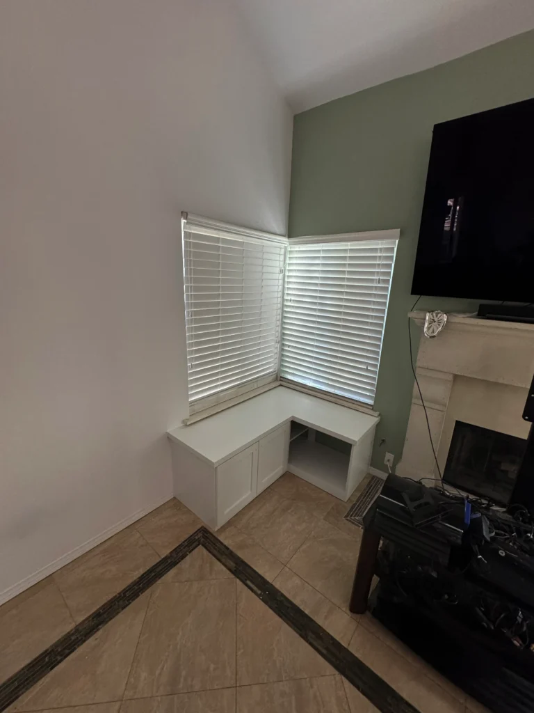 custom corner window seat with storage in Escondido