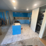 before . Modern mint green glossy cabinets