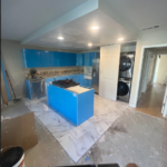 before . Modern mint green glossy cabinets