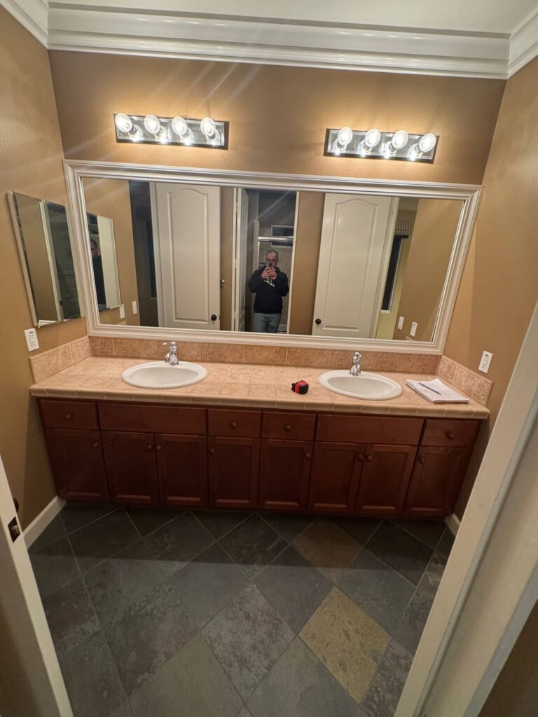 Custom White Oak Double Vanity – Ranch Santa Fe