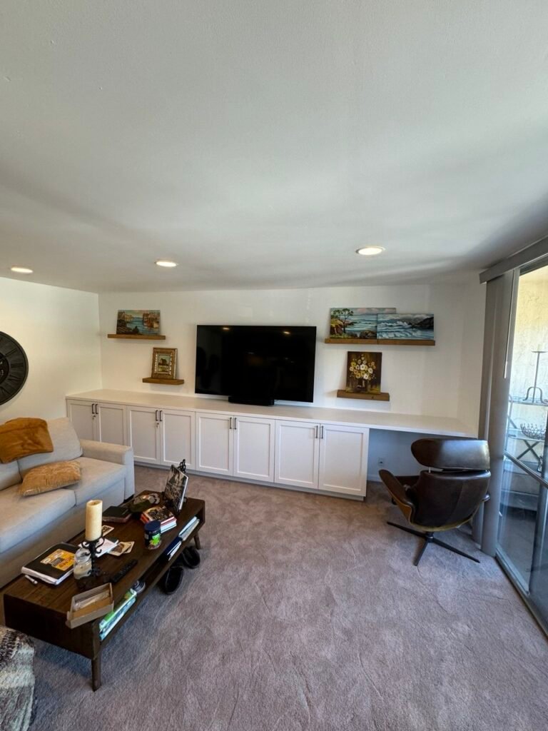 Custom White Shaker Entertainment Center in La Jolla, CA