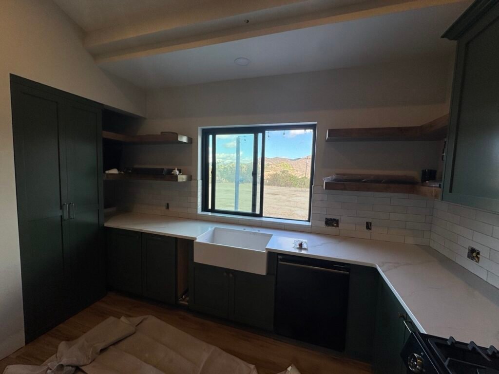 Custom Green Shaker Kitchen Cabinets in Fallbrook, CA