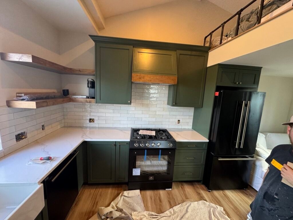 Custom Green Shaker Kitchen Cabinets in Fallbrook, CA