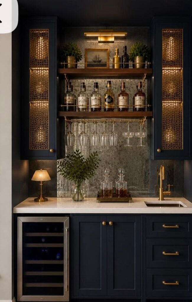 Bespoke Cocktail Bar & Antique Mirror Backsplash