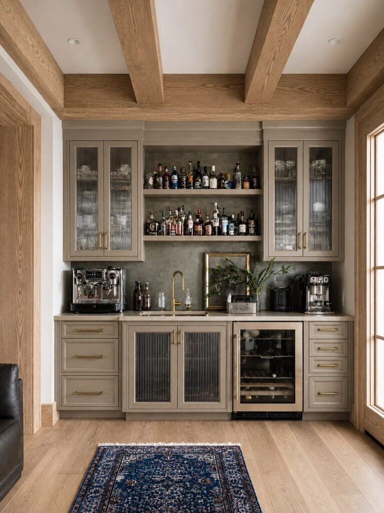 Luxury Home Bar & Coffee Station (Beige/Taupe)