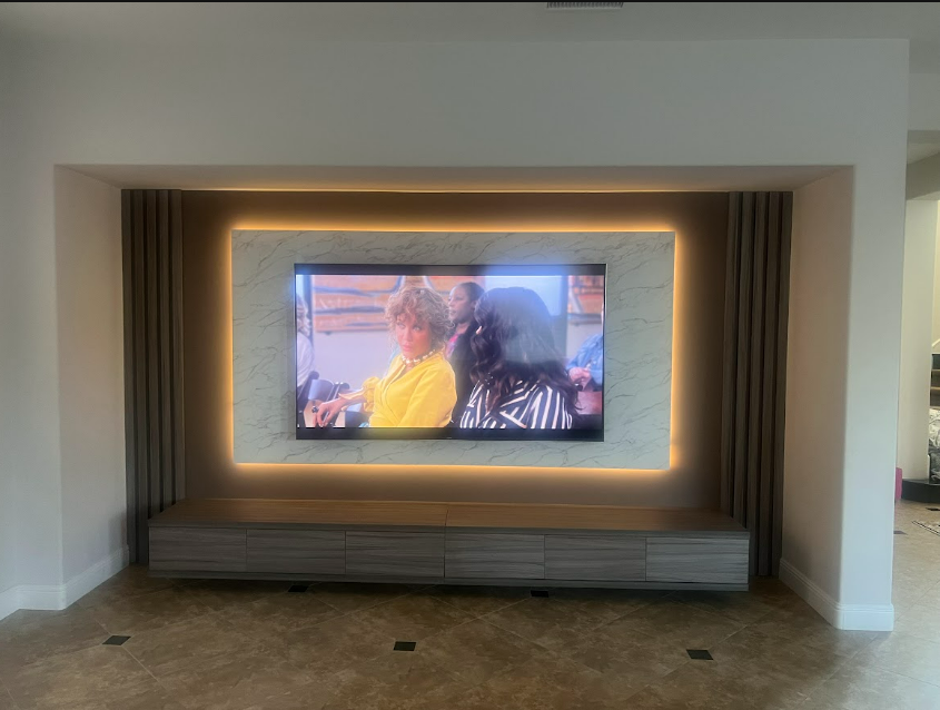 MODERN ENTERTAINMENT CENTER WITH LED LIGHTING