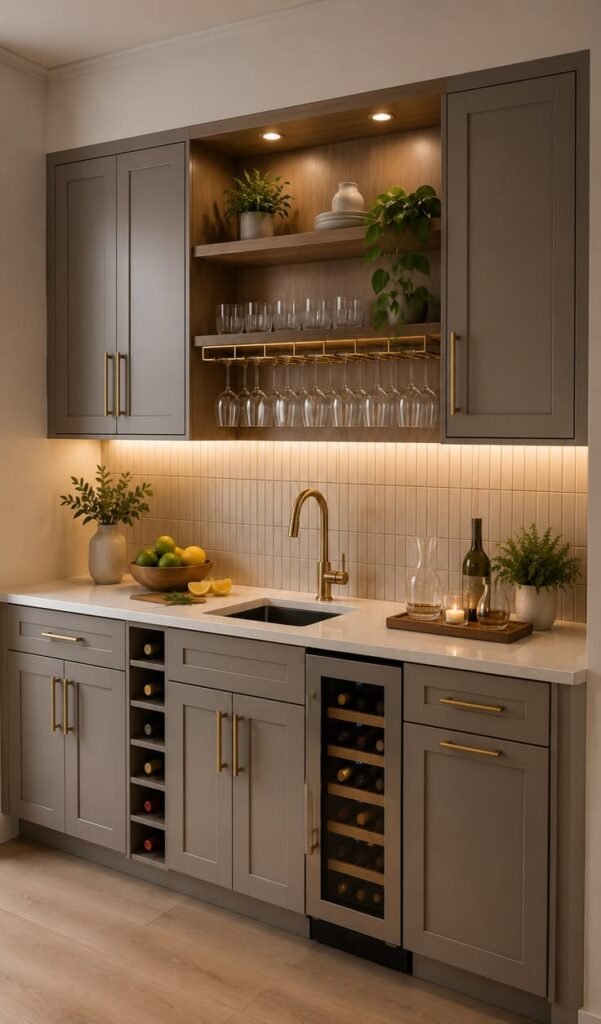 Custom Wine Bar & Stemware Storage