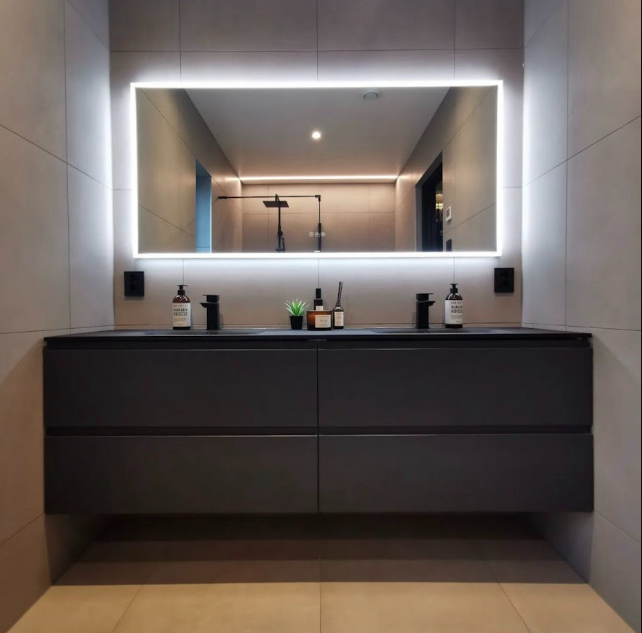 Luxury Black Floating Vanity with Integrated LED