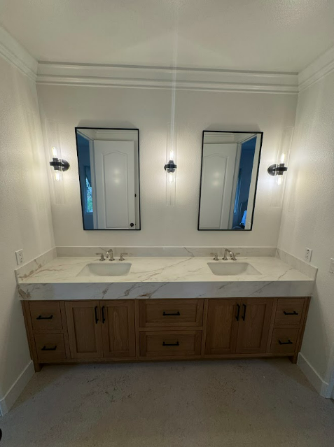 Floating Dark Wood Bathroom Vanity